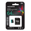 ADATA MicroSD kártya - 64GB microSDHC UHS-I Class10 A2 (R/W: 100/80 MB/s) + adapter