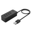 Orico USB2.0 Hub - W5P-U2-030-BK (4 port, Bemenet: USB-A, Kimenet: 4xUSB-A, fekete)