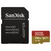 SanDisk MicroSD kártya - 256GB Extreme (190/130 MB/s, Class 10 UHS-I U3, A2 V30) + adapter